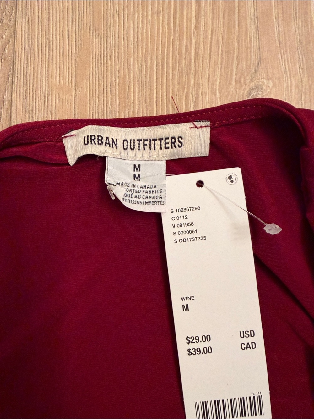 Urban Outfitters Wine Red Ruched Short Sleeve Top - Picture 2 of 4